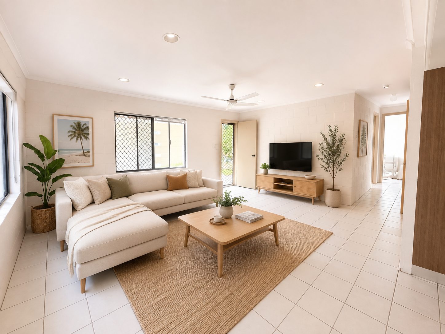Living room after photo enhancement and staging